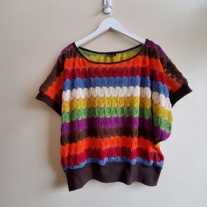 Vintage Zenobia crochet Top Small Size, rainbow colour